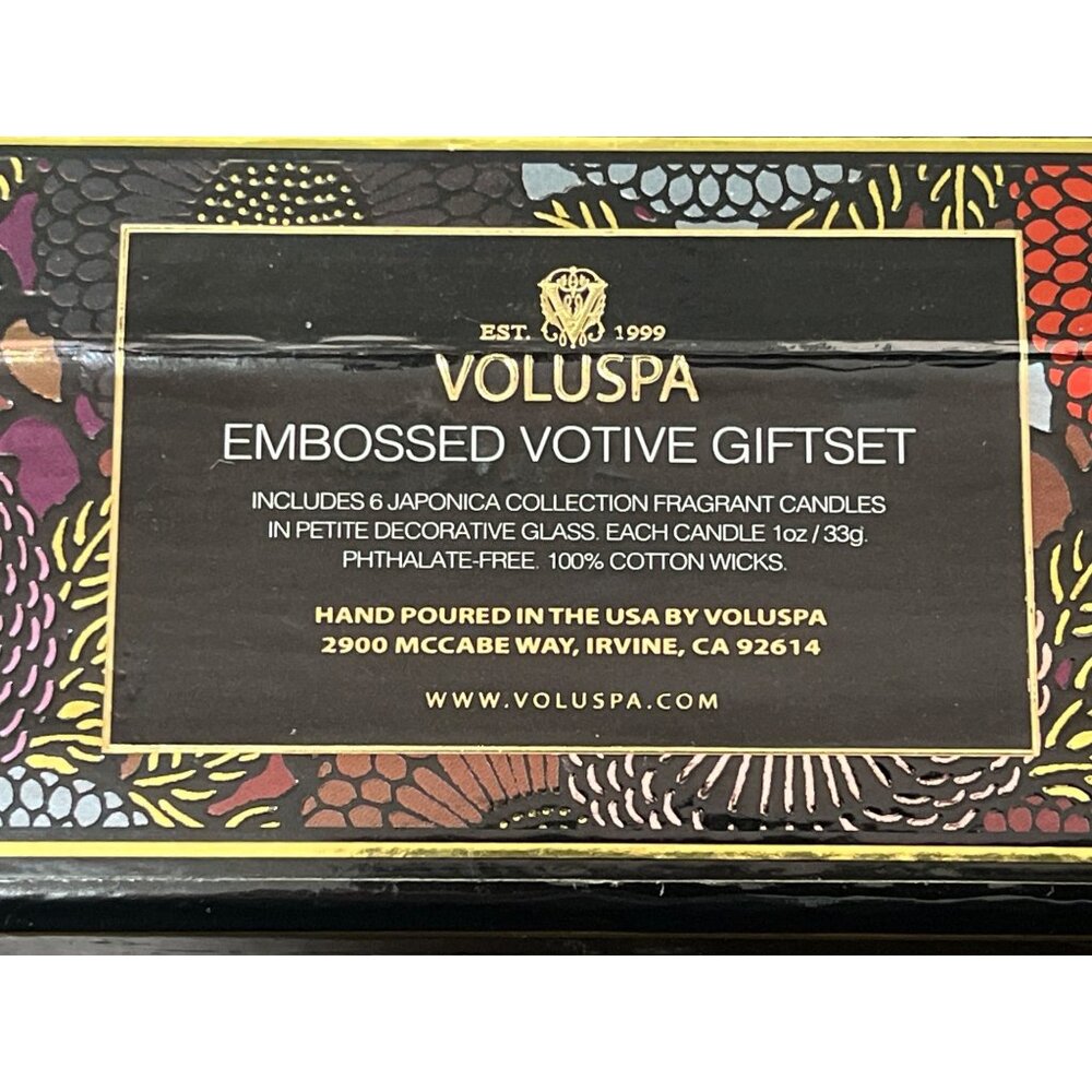 Voluspa Emboss Votive Giftset 6 Japonica Collection Fragrant Candles Coconut Wax - Picture 4 of 8